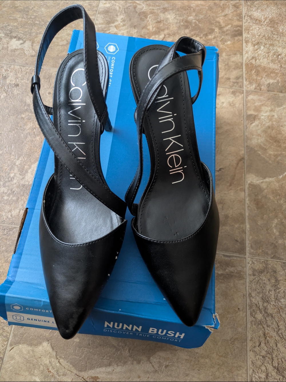 Calvin Klein Black Pointed Slingback Pumps